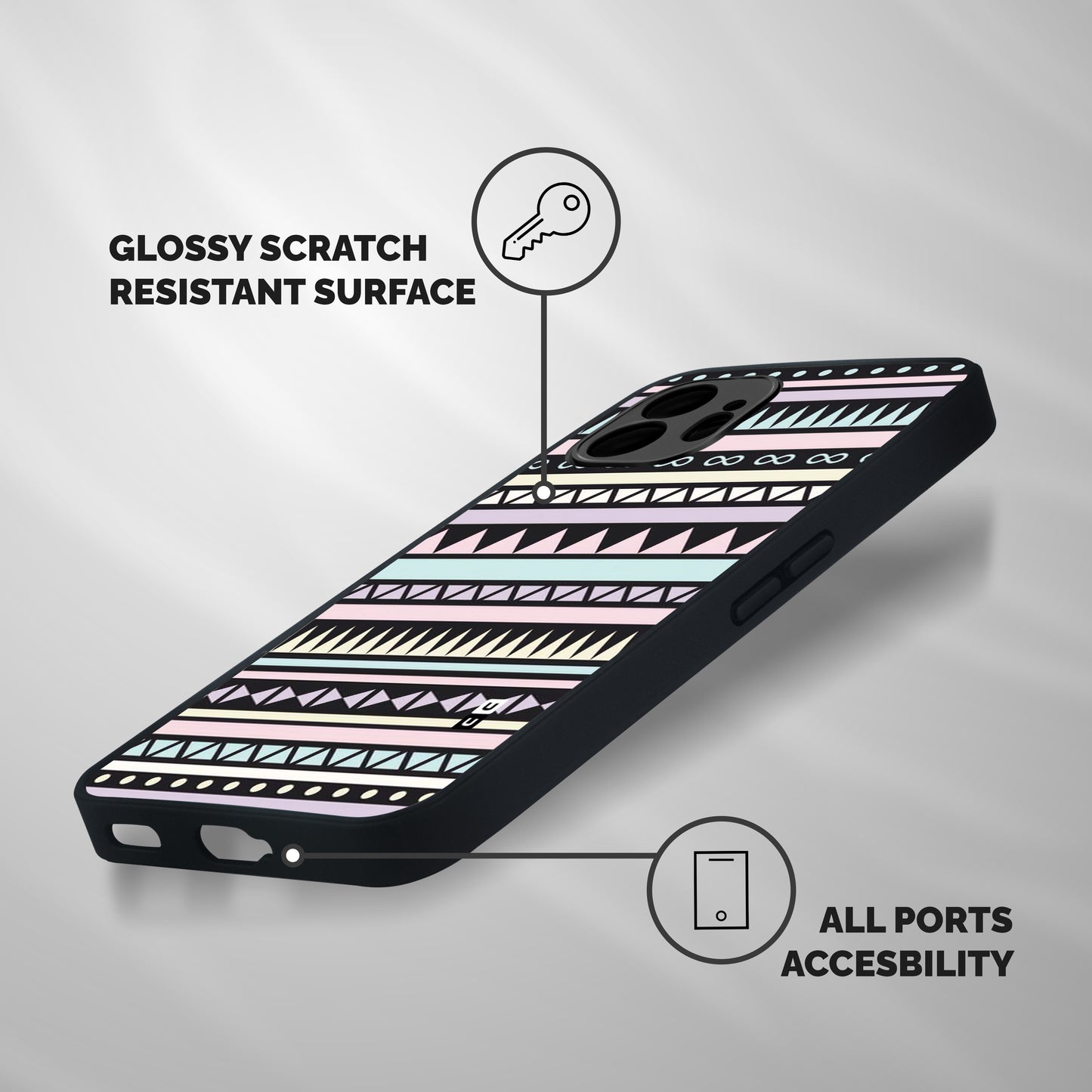 Cute Chev Pattern Shockproof Hybrid Protection (Metal + TPU) Back Case Cover
