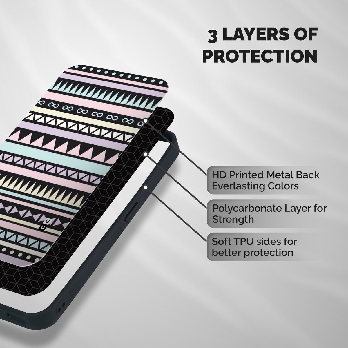 Cute Chev Pattern Shockproof Hybrid Protection (Metal + TPU) Back Case Cover
