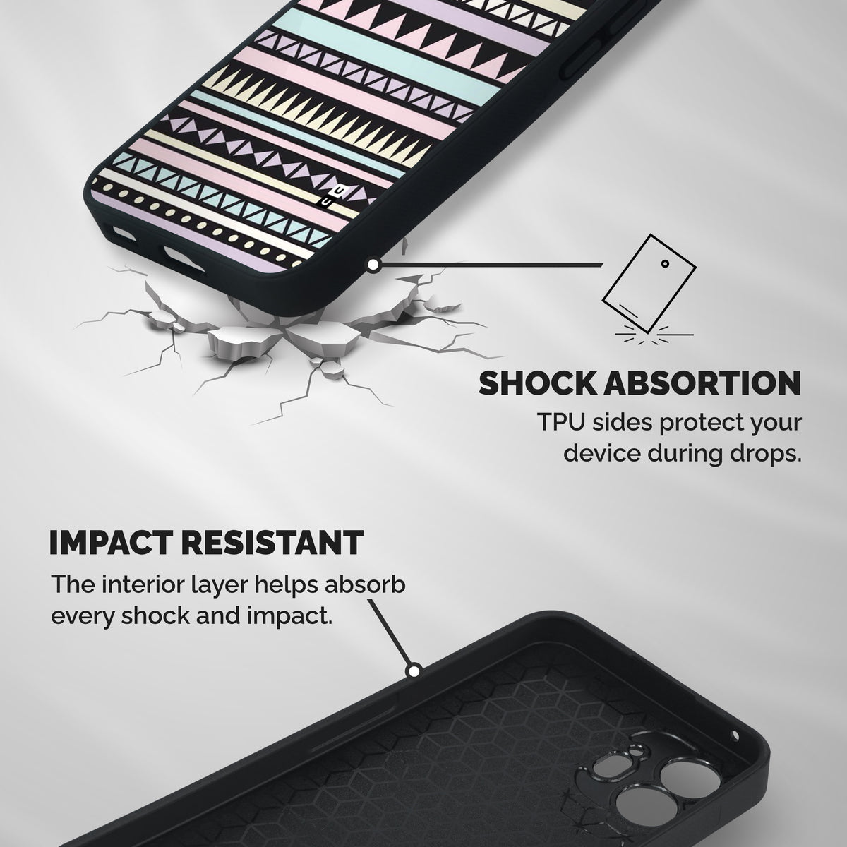 Cute Chev Pattern Shockproof Hybrid Protection (Metal + TPU) Back Case Cover