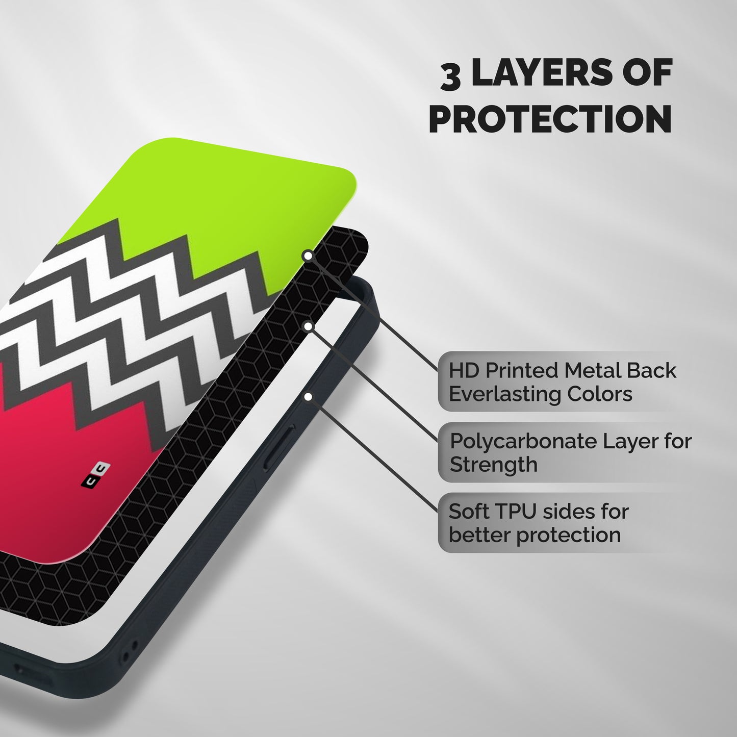 Cute Chevron Shockproof Hybrid Protection (Metal + TPU) Back Case Cover
