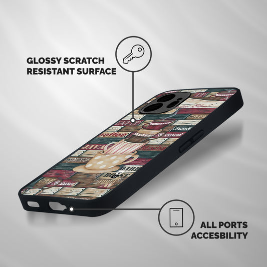 Cute Coffee Cups Shockproof Hybrid Protection (Metal + TPU) Back Case Cover