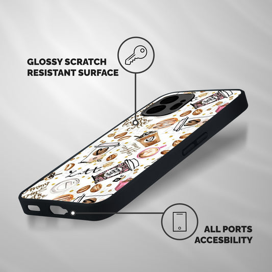 Cute Coffee Pattern Shockproof Hybrid Protection (Metal + TPU) Back Case Cover