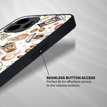 Cute Coffee Pattern Shockproof Hybrid Protection (Metal + TPU) Back Case Cover
