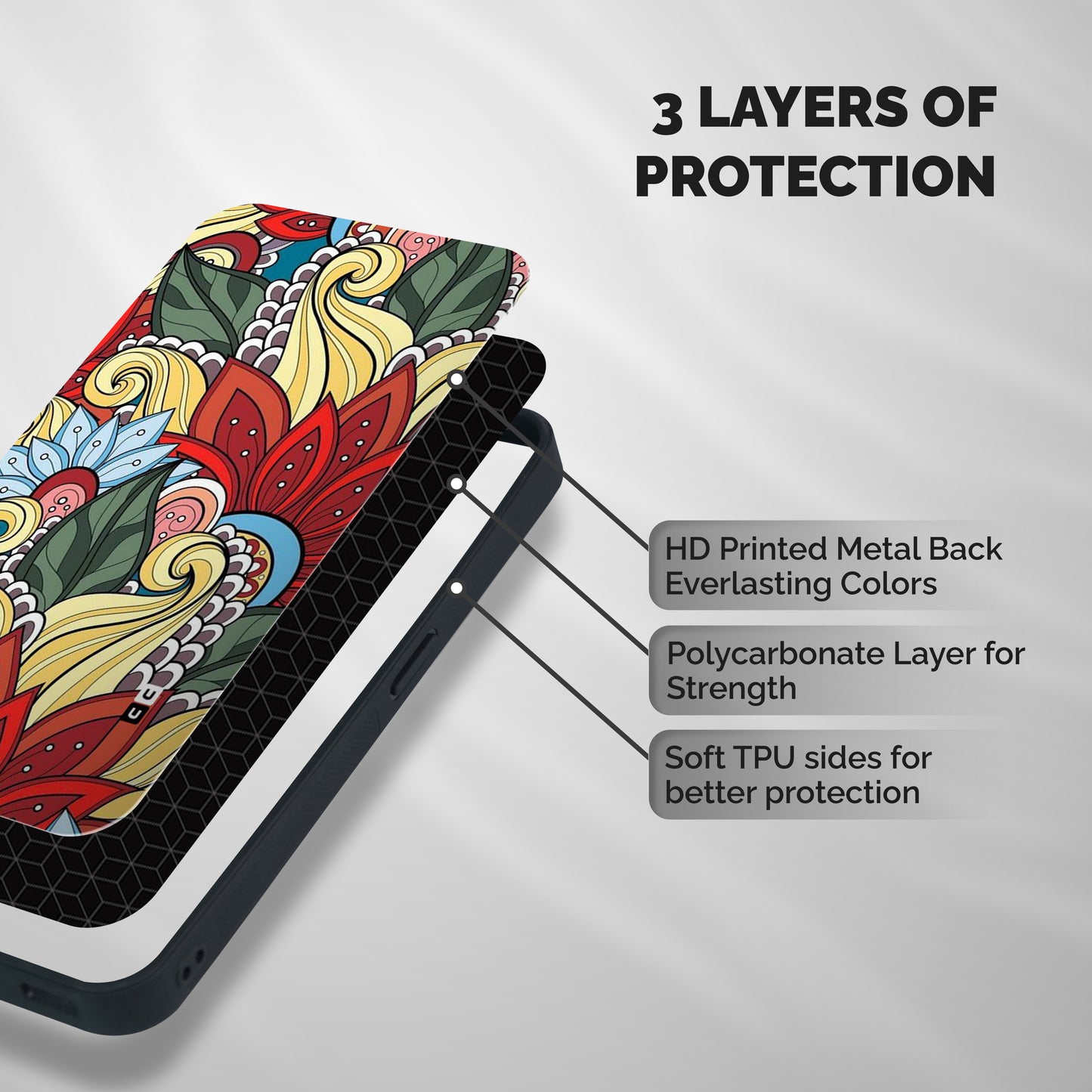 Cute Doodle Shockproof Hybrid Protection (Metal + TPU) Back Case Cover