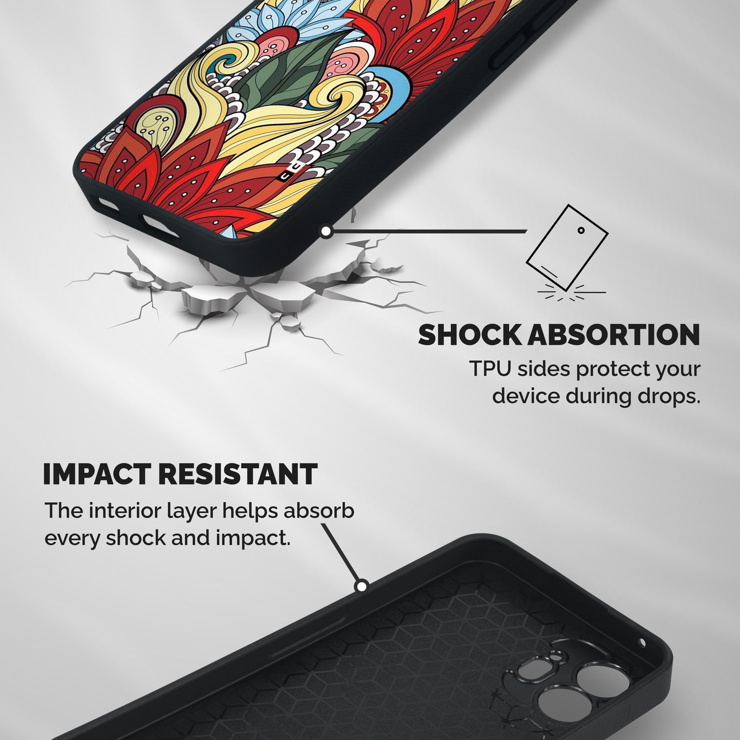 Cute Doodle Shockproof Hybrid Protection (Metal + TPU) Back Case Cover