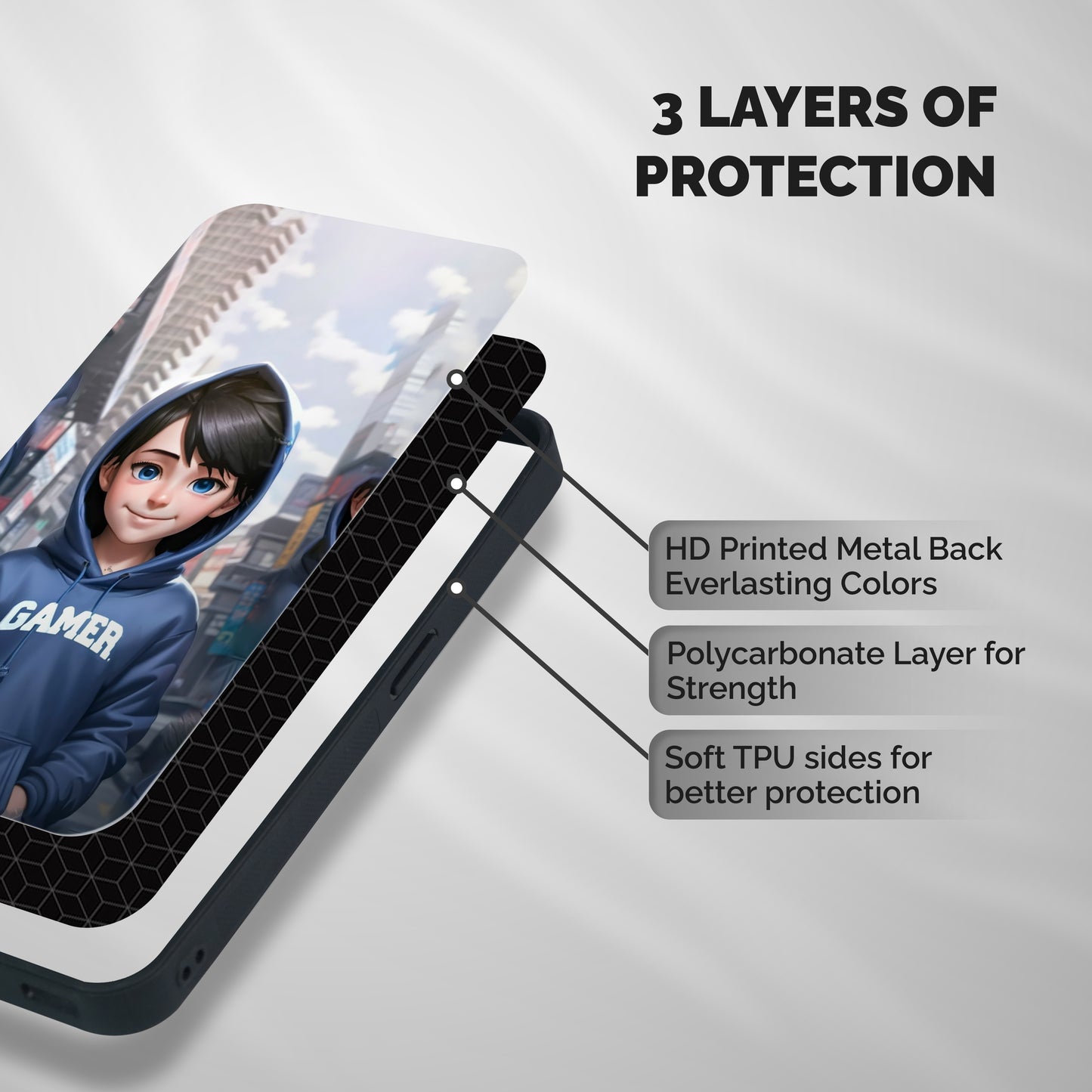 Cute Gamer Shockproof Hybrid Protection (Metal + TPU) Back Case Cover