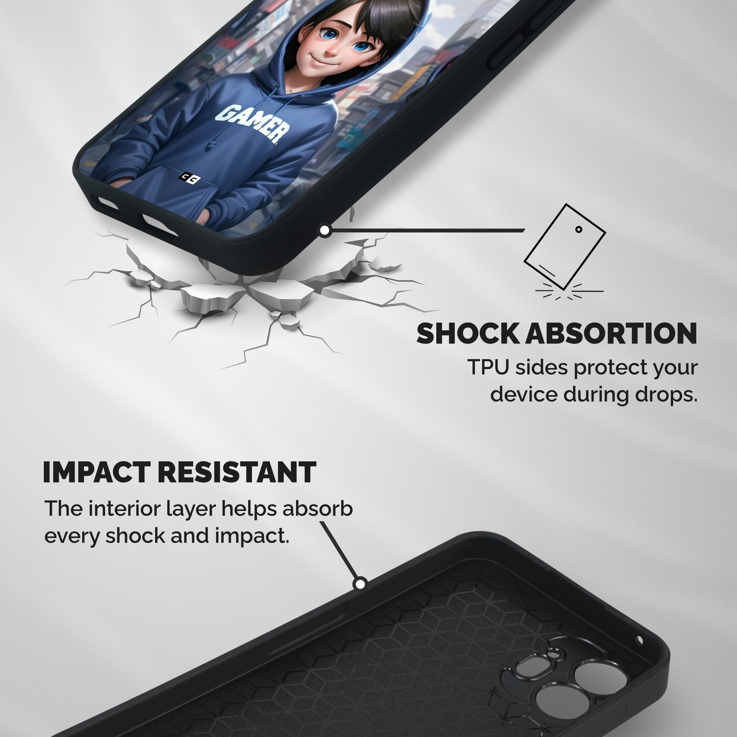 Cute Gamer Shockproof Hybrid Protection (Metal + TPU) Back Case Cover