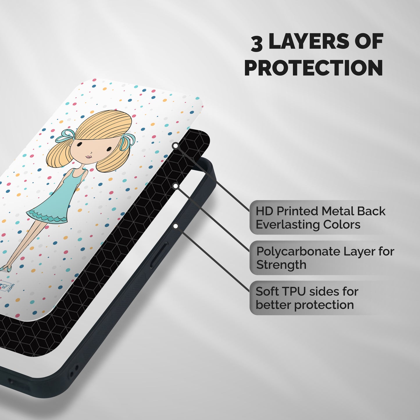 Cute Girl Shockproof Hybrid Protection (Metal + TPU) Back Case Cover