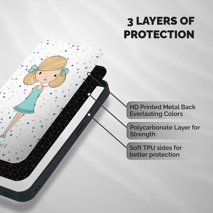 Cute Girl Shockproof Hybrid Protection (Metal + TPU) Back Case Cover