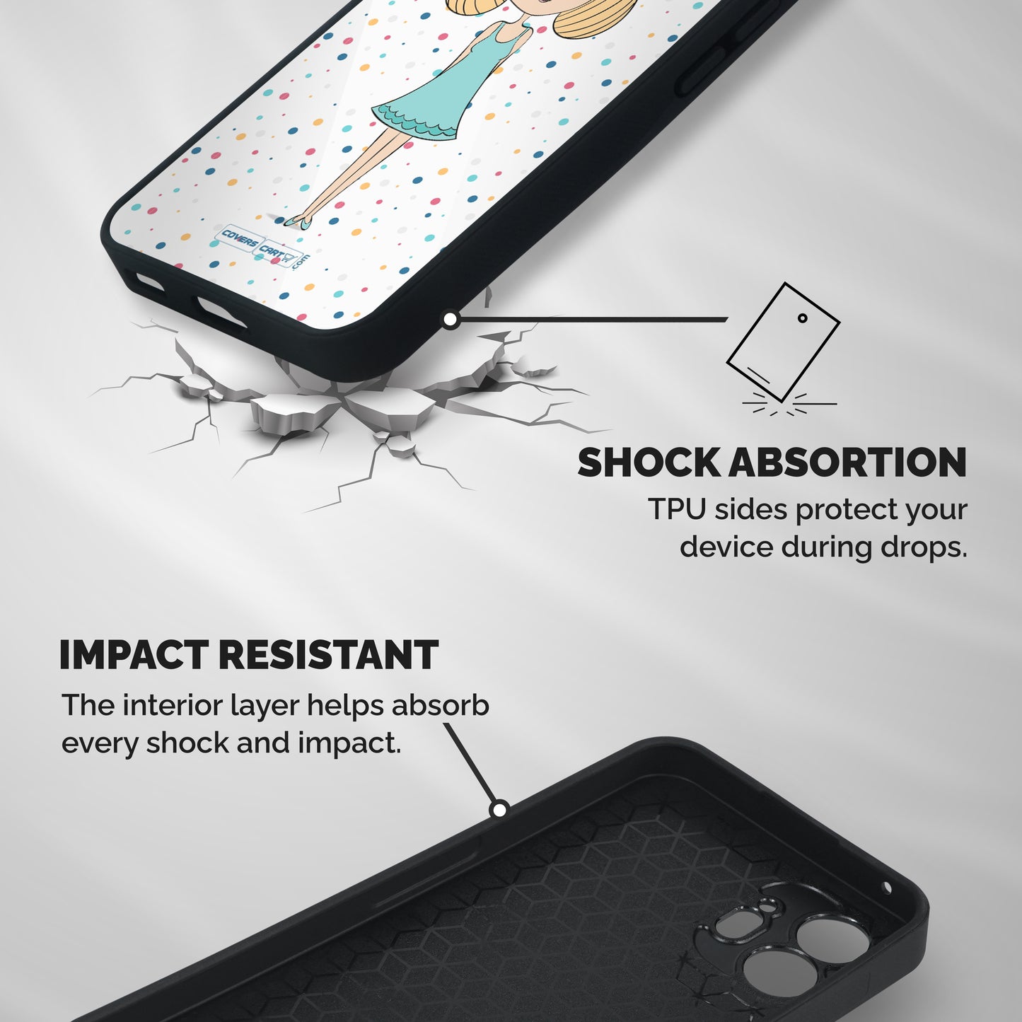 Cute Girl Shockproof Hybrid Protection (Metal + TPU) Back Case Cover