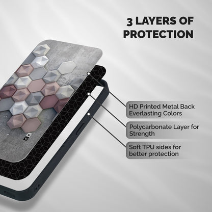 Cute Hexagonal Pattern Shockproof Hybrid Protection (Metal + TPU) Back Case Cover
