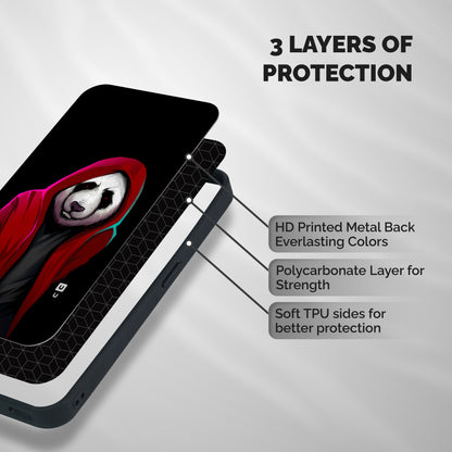 Cute Hoodie Panda Shockproof Hybrid Protection (Metal + TPU) Back Case Cover