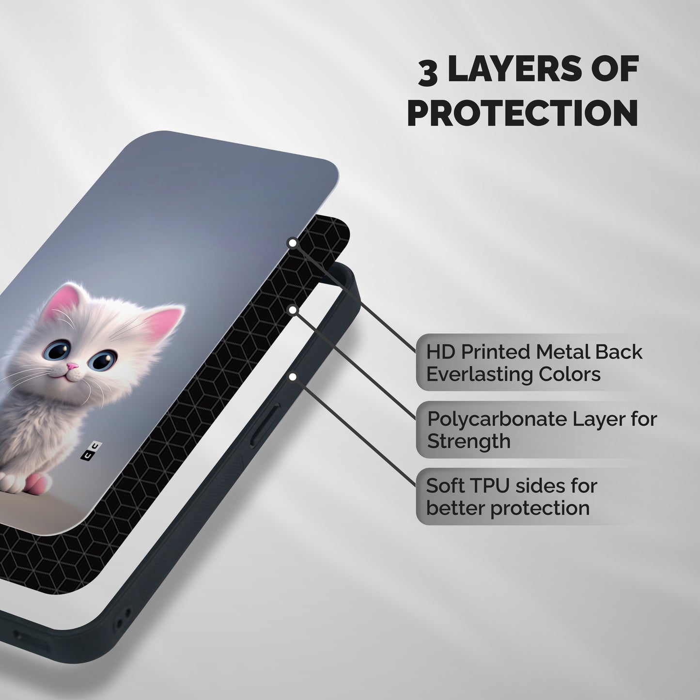 Cute Kitten Sitting Shockproof Hybrid Protection (Metal + TPU) Back Case Cover