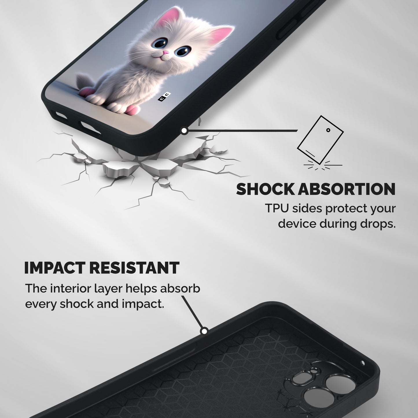 Cute Kitten Sitting Shockproof Hybrid Protection (Metal + TPU) Back Case Cover