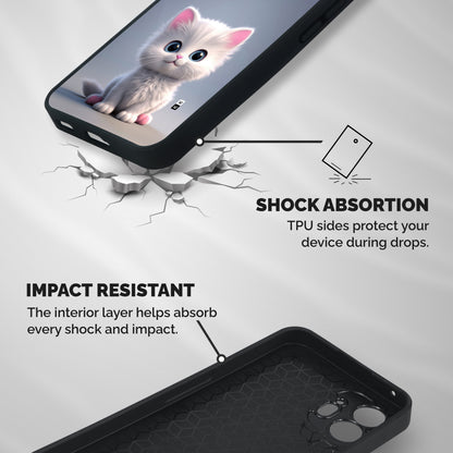 Cute Kitten Sitting Shockproof Hybrid Protection (Metal + TPU) Back Case Cover