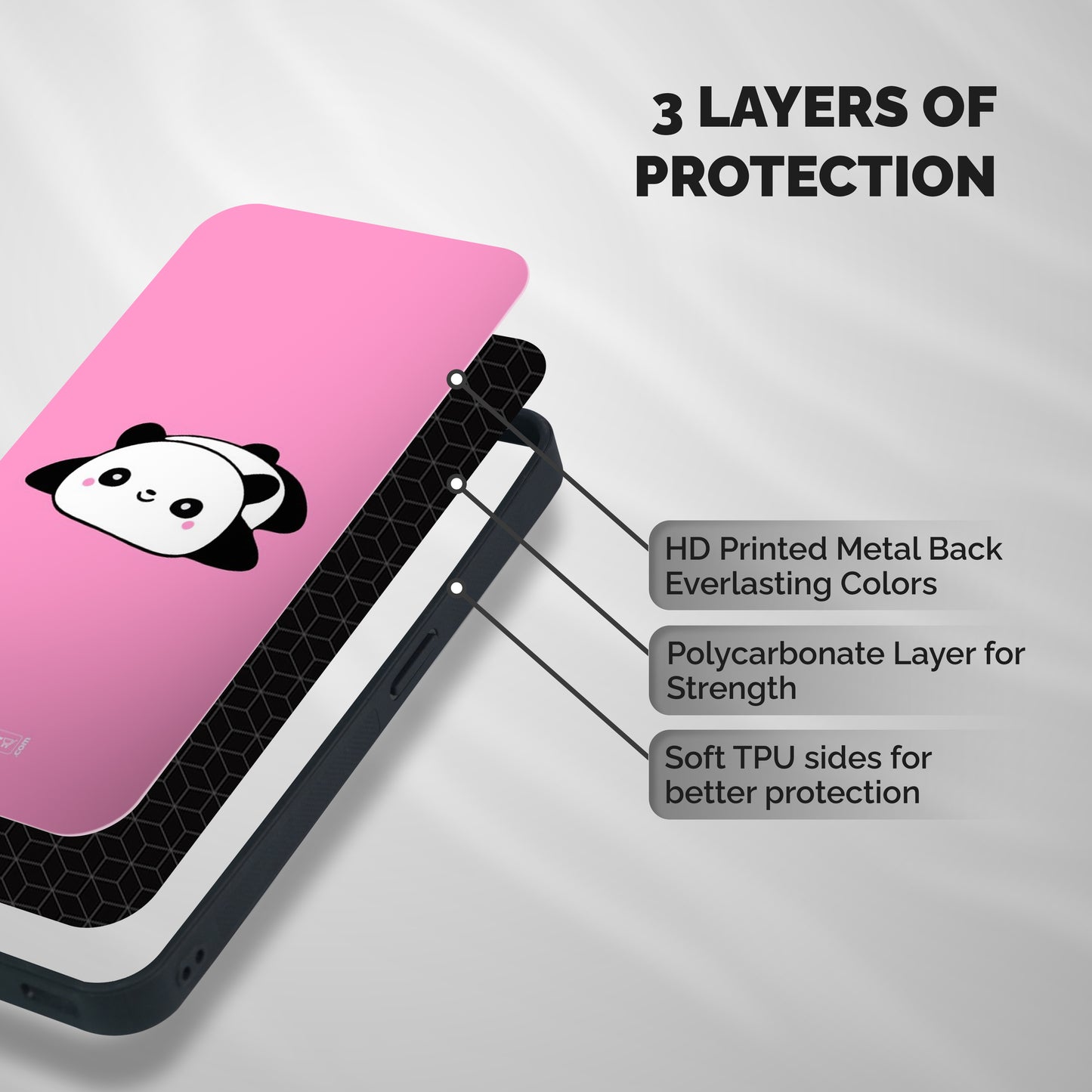 Cute Lazy Panda Shockproof Hybrid Protection (Metal + TPU) Back Case Cover