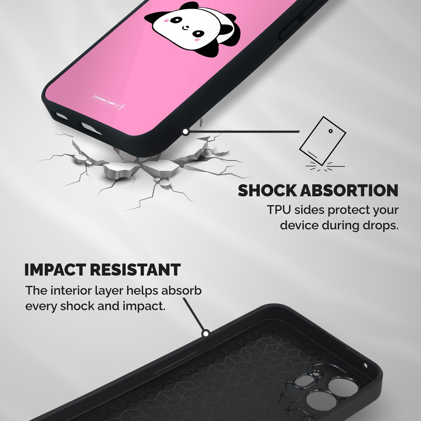 Cute Lazy Panda Shockproof Hybrid Protection (Metal + TPU) Back Case Cover