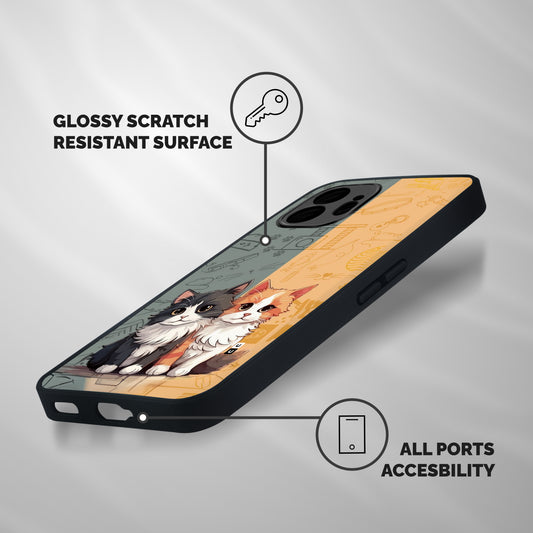 Cute Lovely Cats Shockproof Hybrid Protection (Metal + TPU) Back Case Cover