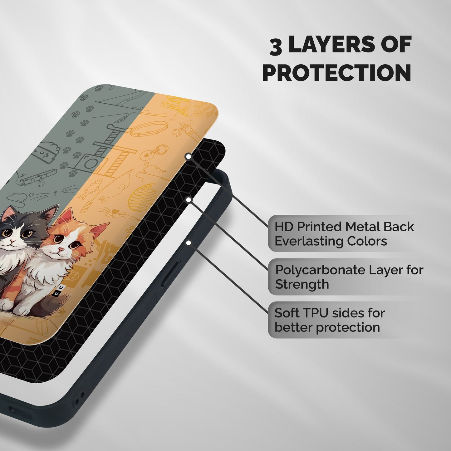Cute Lovely Cats Shockproof Hybrid Protection (Metal + TPU) Back Case Cover