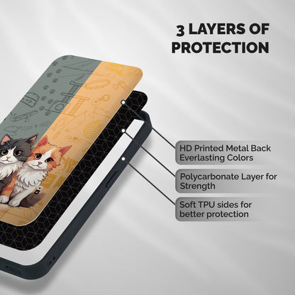 Cute Lovely Cats Shockproof Hybrid Protection (Metal + TPU) Back Case Cover