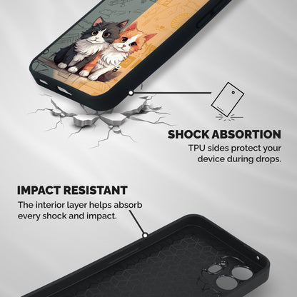 Cute Lovely Cats Shockproof Hybrid Protection (Metal + TPU) Back Case Cover
