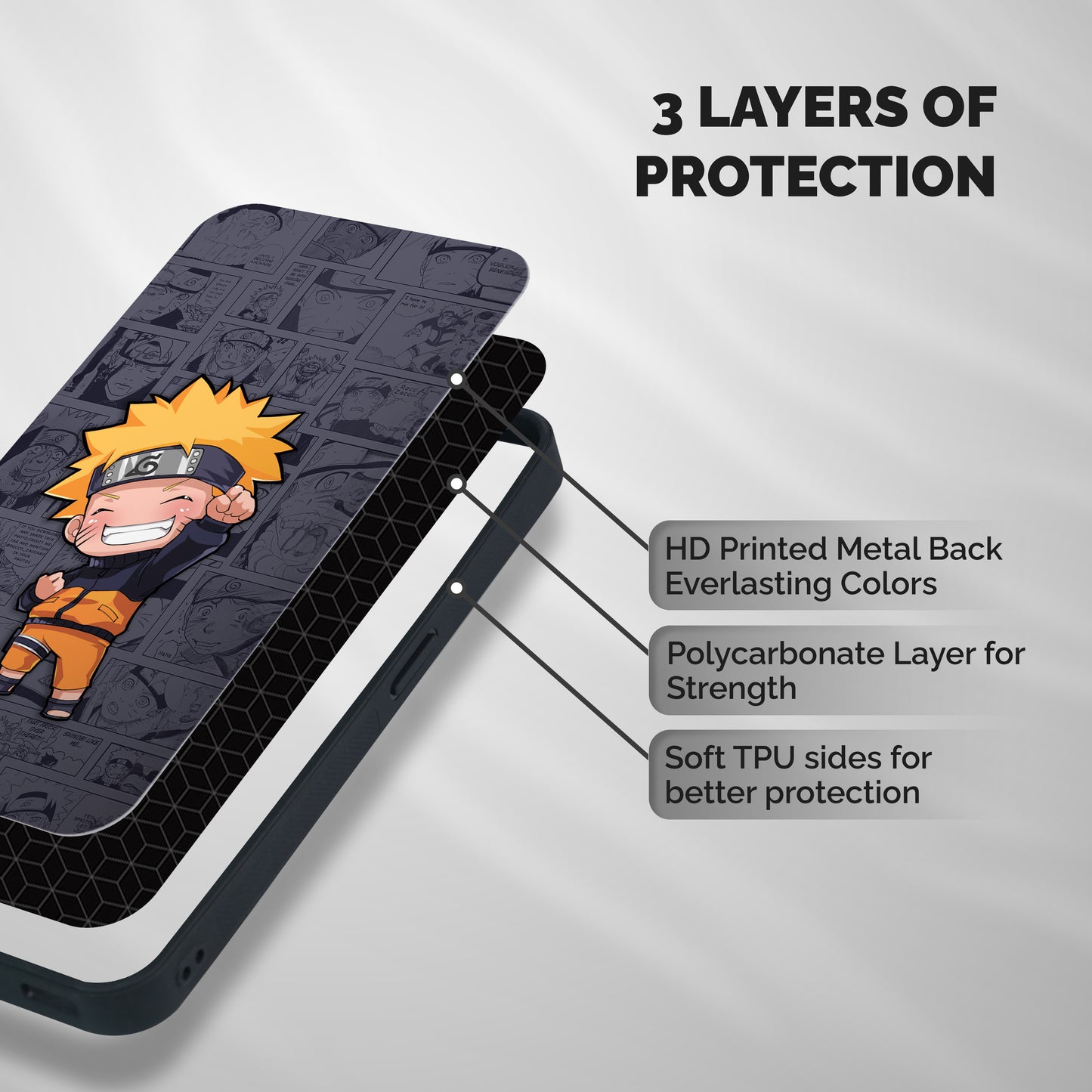 Cute Naruto Uzumaki Shockproof Hybrid Protection (Metal + TPU) Back Case Cover