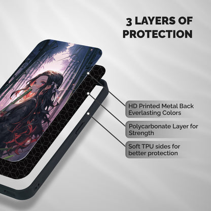 Cute Nezuko Shockproof Hybrid Protection (Metal + TPU) Back Case Cover