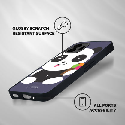 Cute Panda Blue Shockproof Hybrid Protection (Metal + TPU) Back Case Cover