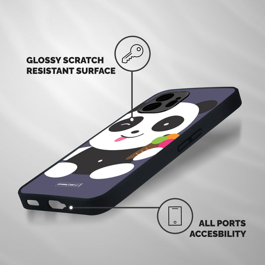 Cute Panda Blue Shockproof Hybrid Protection (Metal + TPU) Back Case Cover