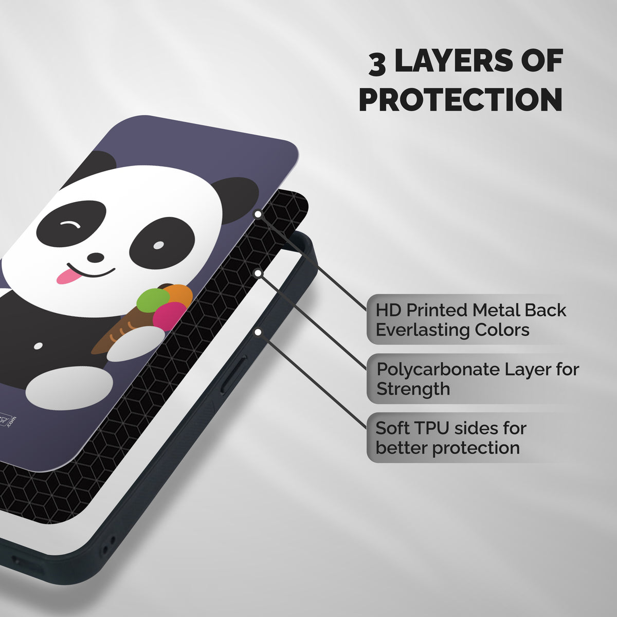 Cute Panda Blue Shockproof Hybrid Protection (Metal + TPU) Back Case Cover