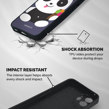 Cute Panda Blue Shockproof Hybrid Protection (Metal + TPU) Back Case Cover