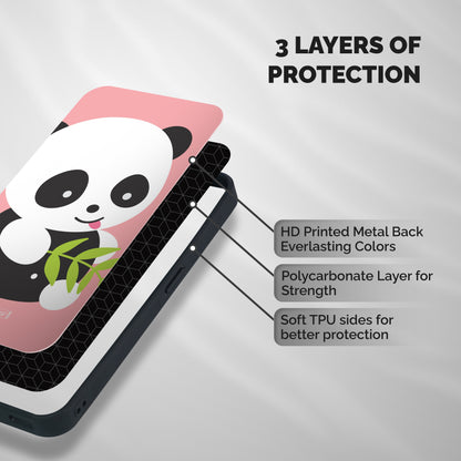 Cute Panda Pink Shockproof Hybrid Protection (Metal + TPU) Back Case Cover