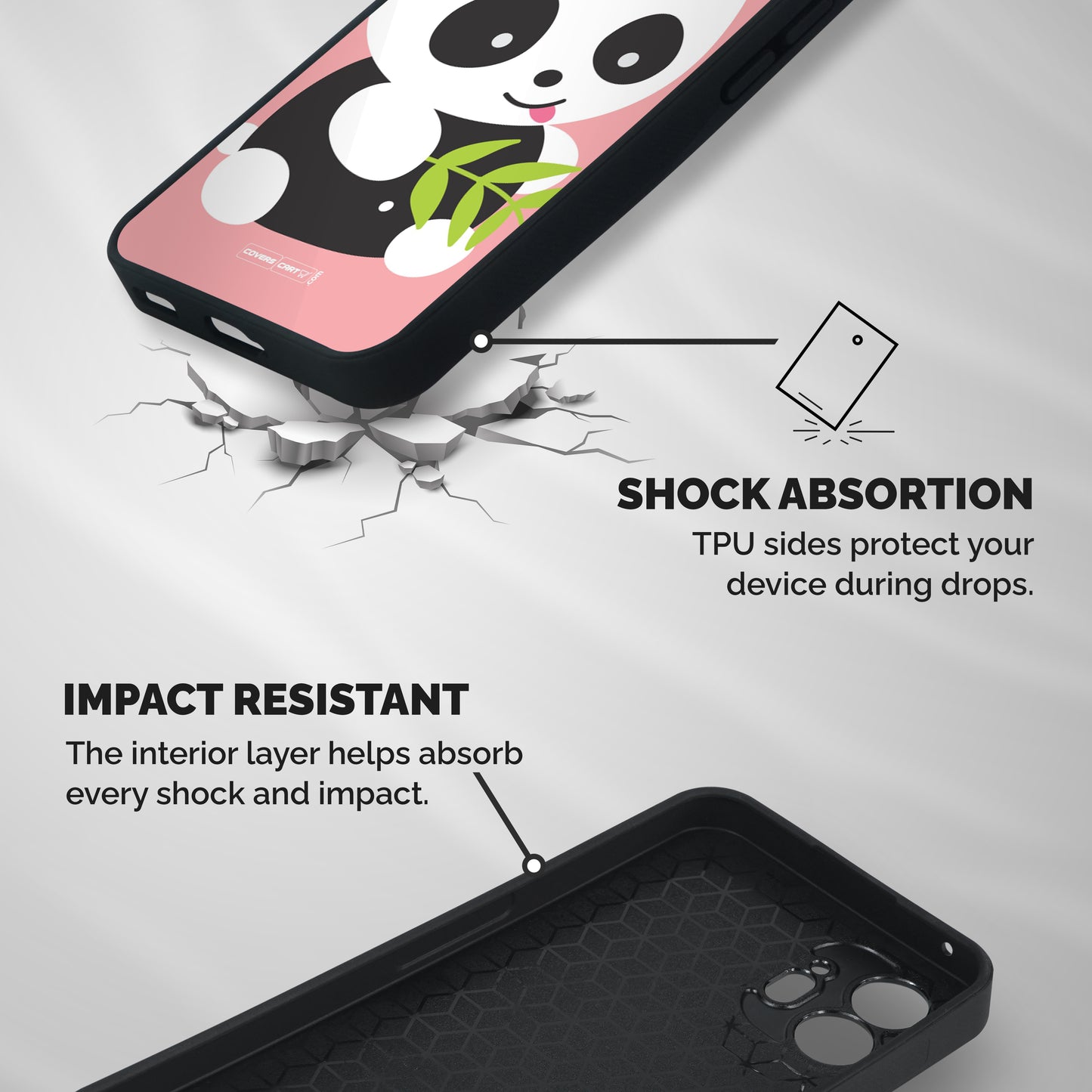 Cute Panda Pink Shockproof Hybrid Protection (Metal + TPU) Back Case Cover