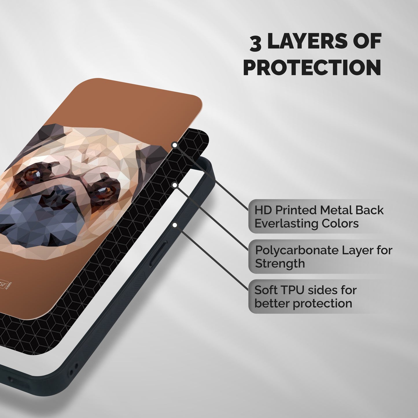 Cute Pug Shockproof Hybrid Protection (Metal + TPU) Back Case Cover