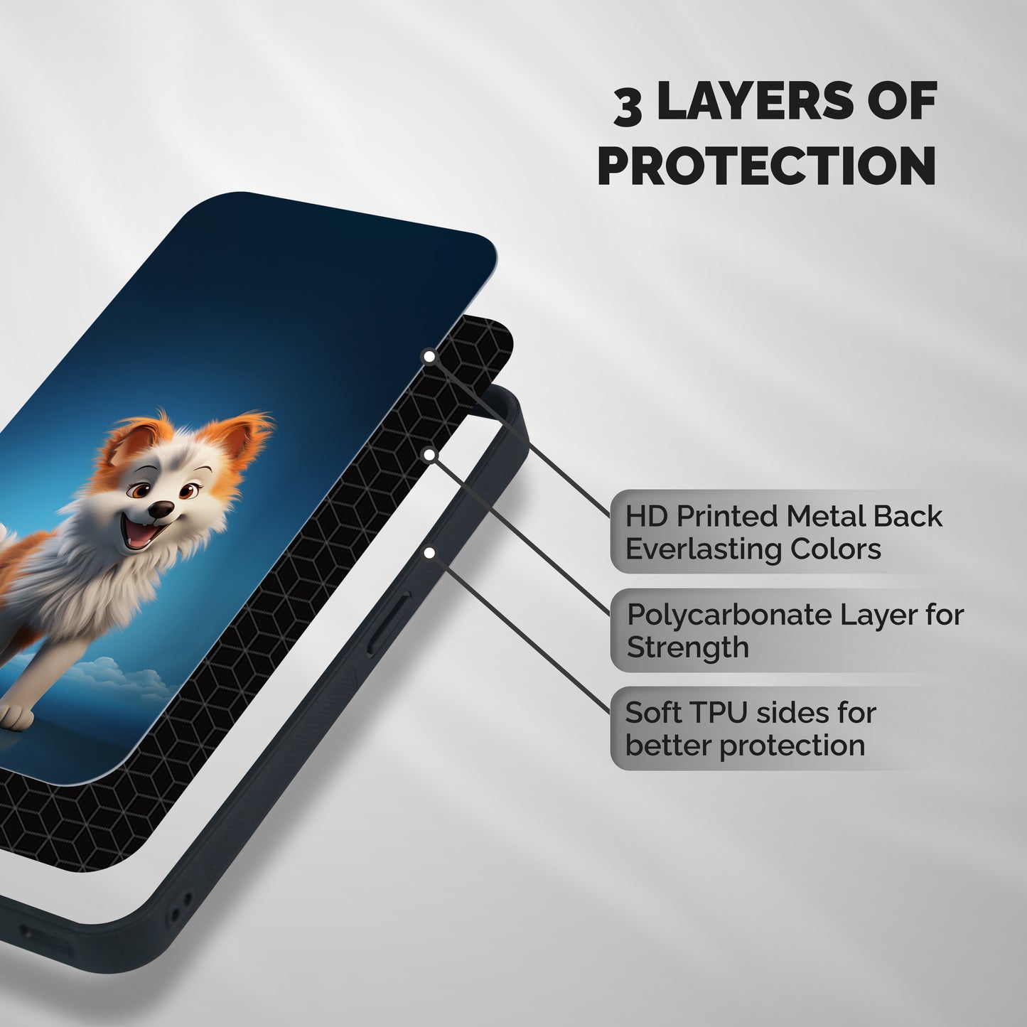 Cute Puppy Walking Shockproof Hybrid Protection (Metal + TPU) Back Case Cover