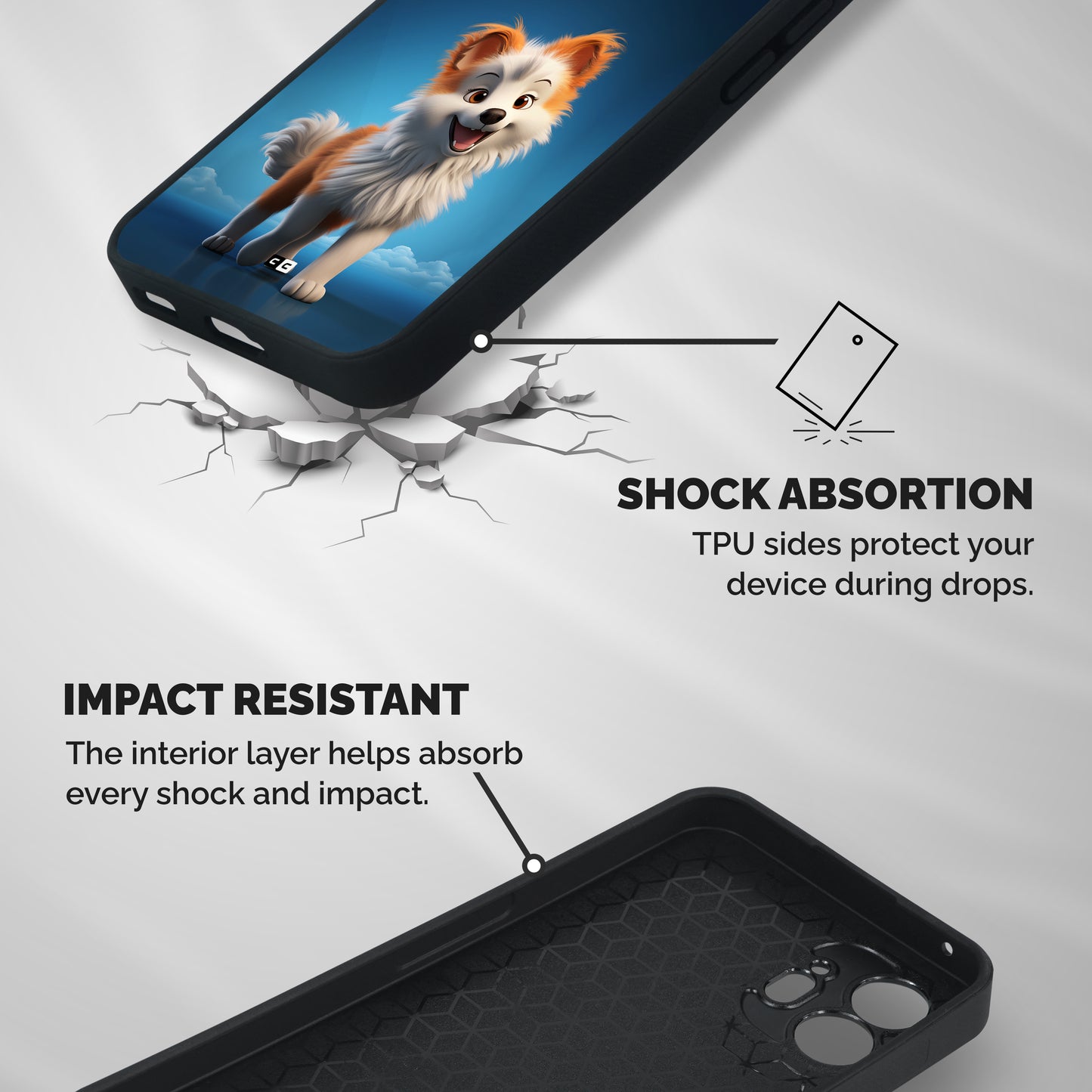 Cute Puppy Walking Shockproof Hybrid Protection (Metal + TPU) Back Case Cover