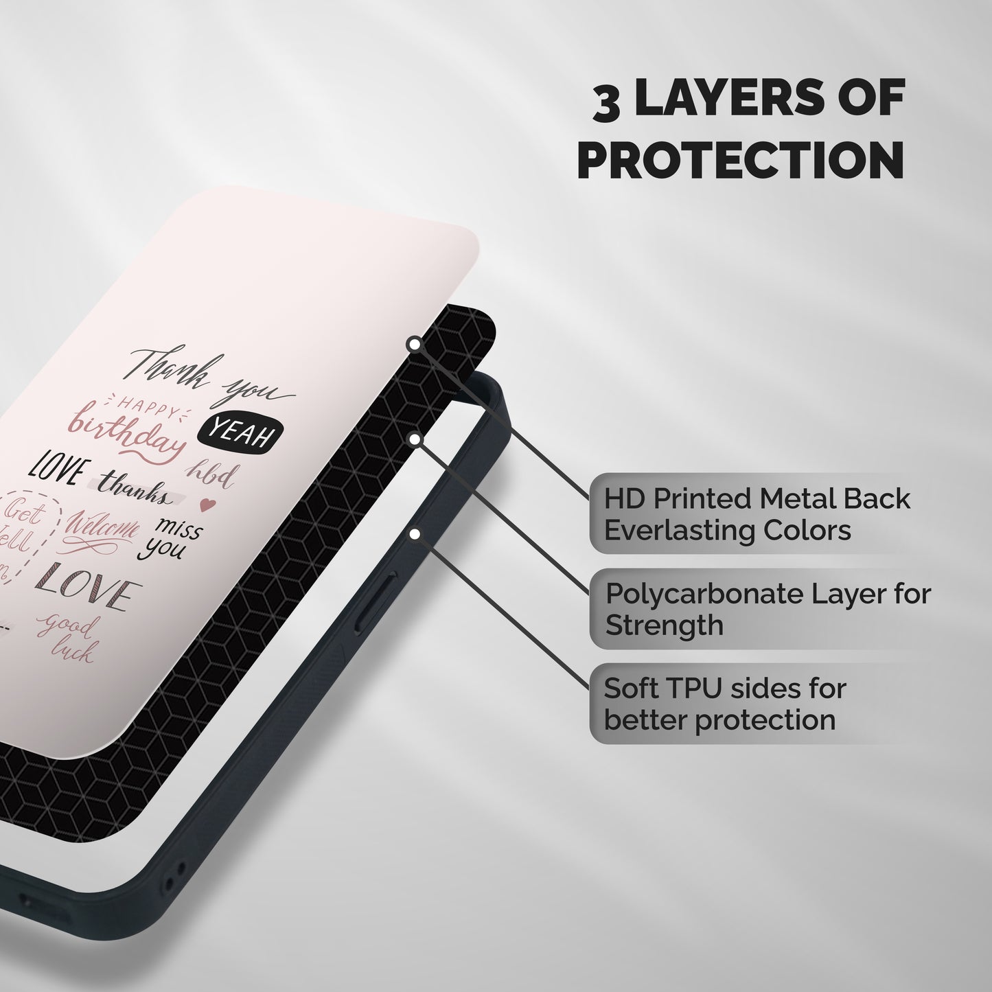 Cute Quotes Shockproof Hybrid Protection (Metal + TPU) Back Case Cover