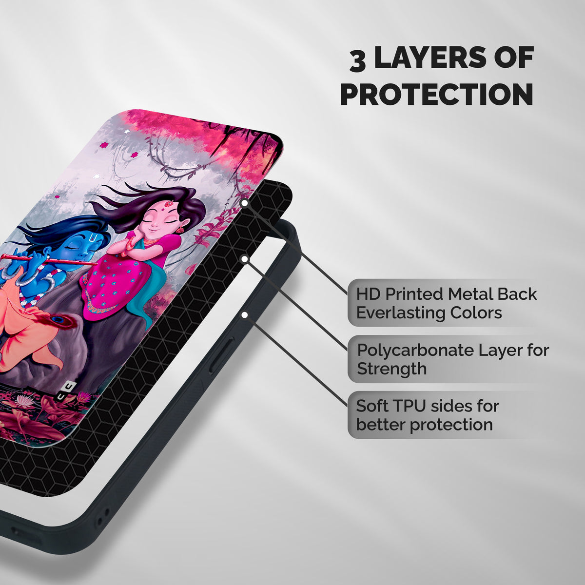 Cute Radha Krishna Shockproof Hybrid Protection (Metal + TPU) Back Case Cover