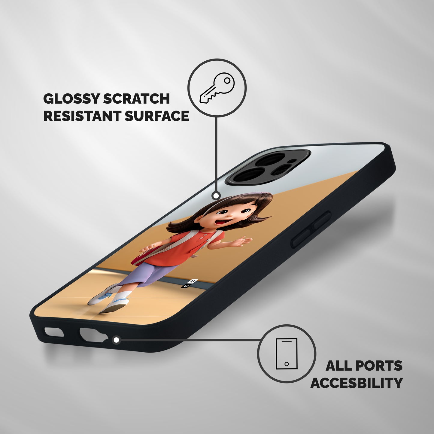 Cute School Girl Shockproof Hybrid Protection (Metal + TPU) Back Case Cover