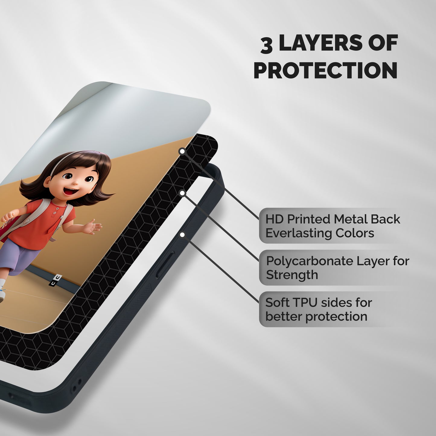 Cute School Girl Shockproof Hybrid Protection (Metal + TPU) Back Case Cover
