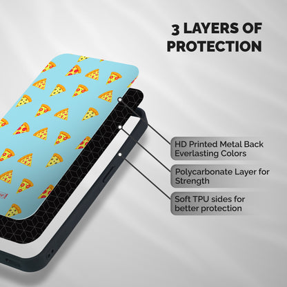 Cute Slices of Pizza Shockproof Hybrid Protection (Metal + TPU) Back Case Cover