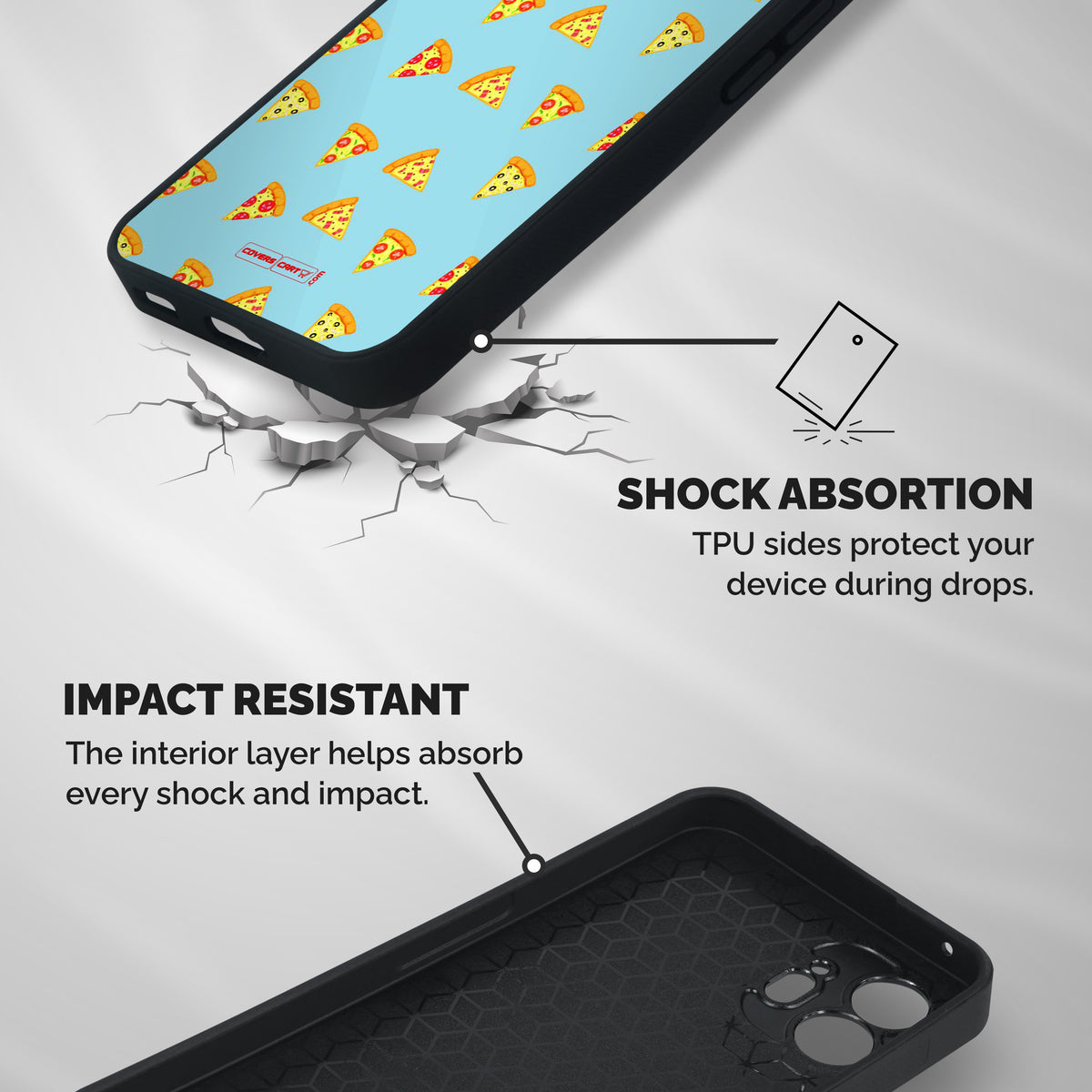 Cute Slices of Pizza Shockproof Hybrid Protection (Metal + TPU) Back Case Cover