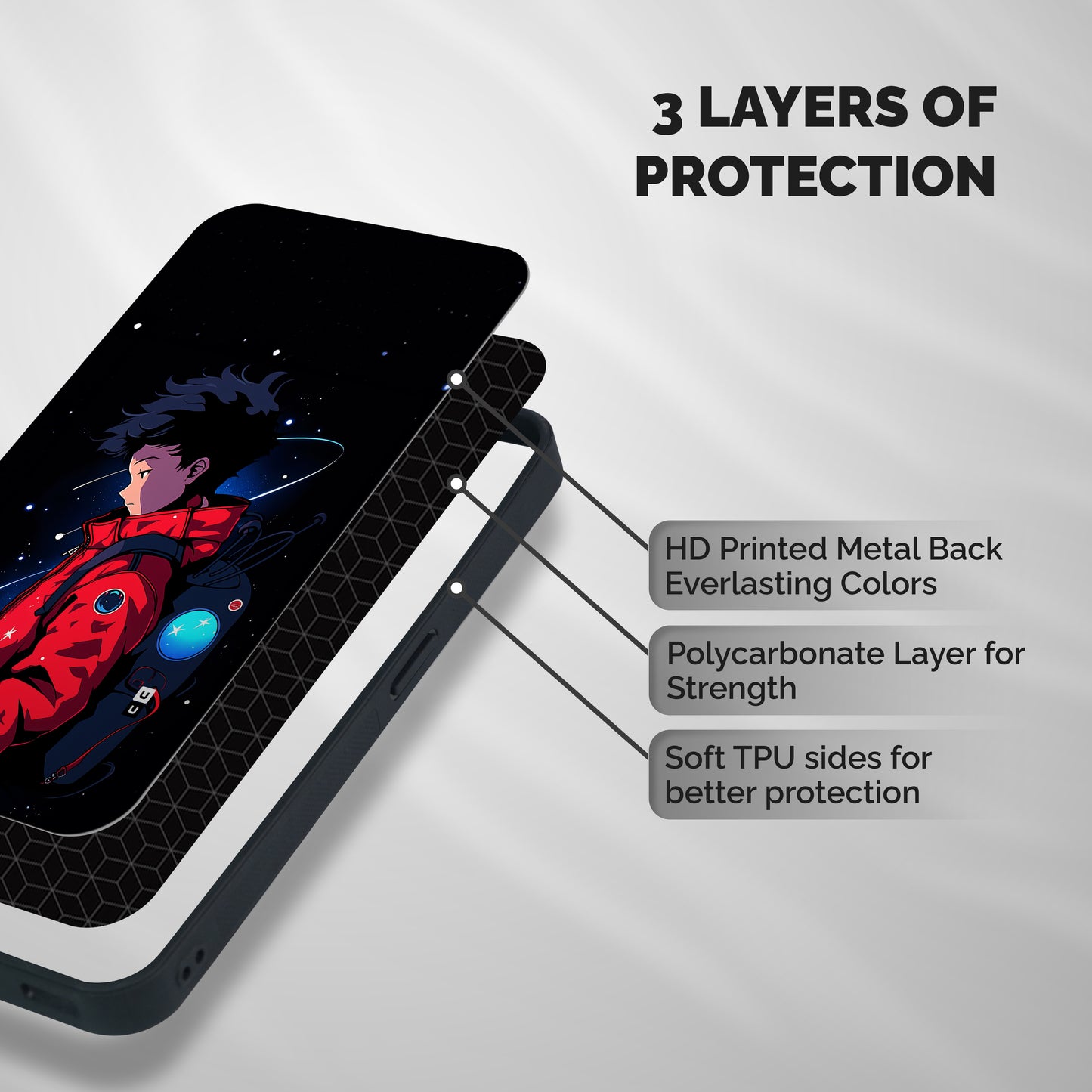 Cute Space Boy Shockproof Hybrid Protection (Metal + TPU) Back Case Cover