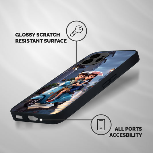 Cute Teen Scooter Shockproof Hybrid Protection (Metal + TPU) Back Case Cover