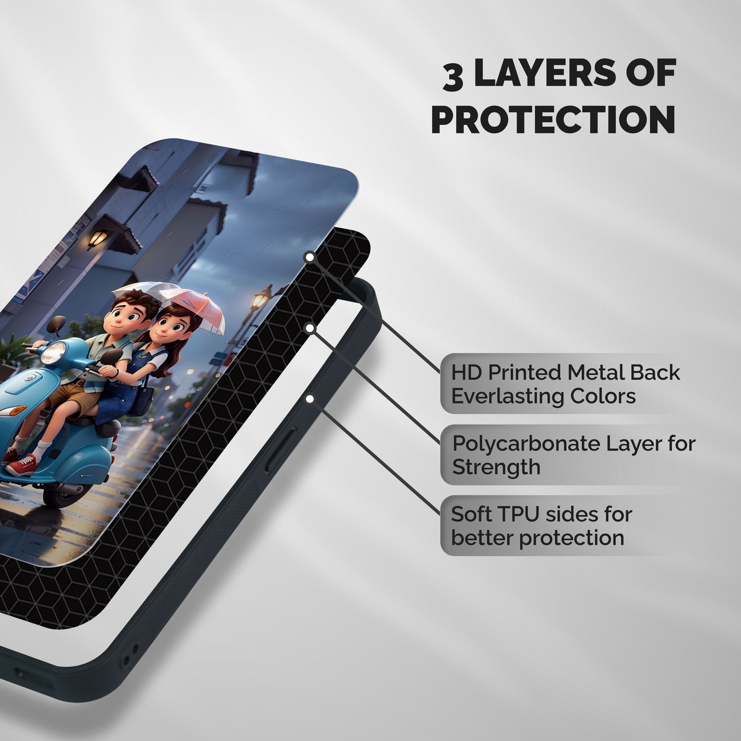 Cute Teen Scooter Shockproof Hybrid Protection (Metal + TPU) Back Case Cover