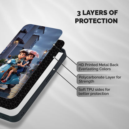 Cute Teen Scooter Shockproof Hybrid Protection (Metal + TPU) Back Case Cover