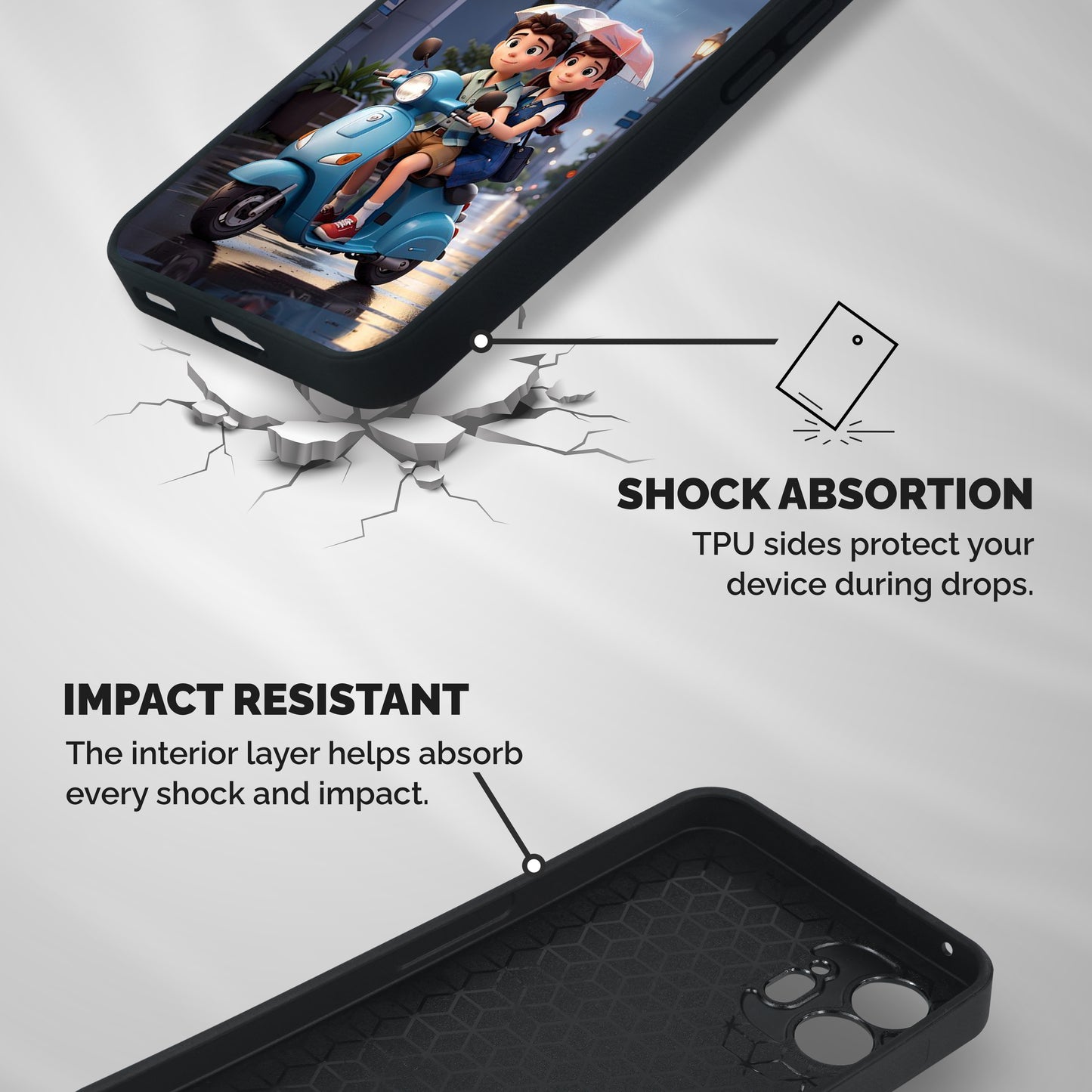Cute Teen Scooter Shockproof Hybrid Protection (Metal + TPU) Back Case Cover