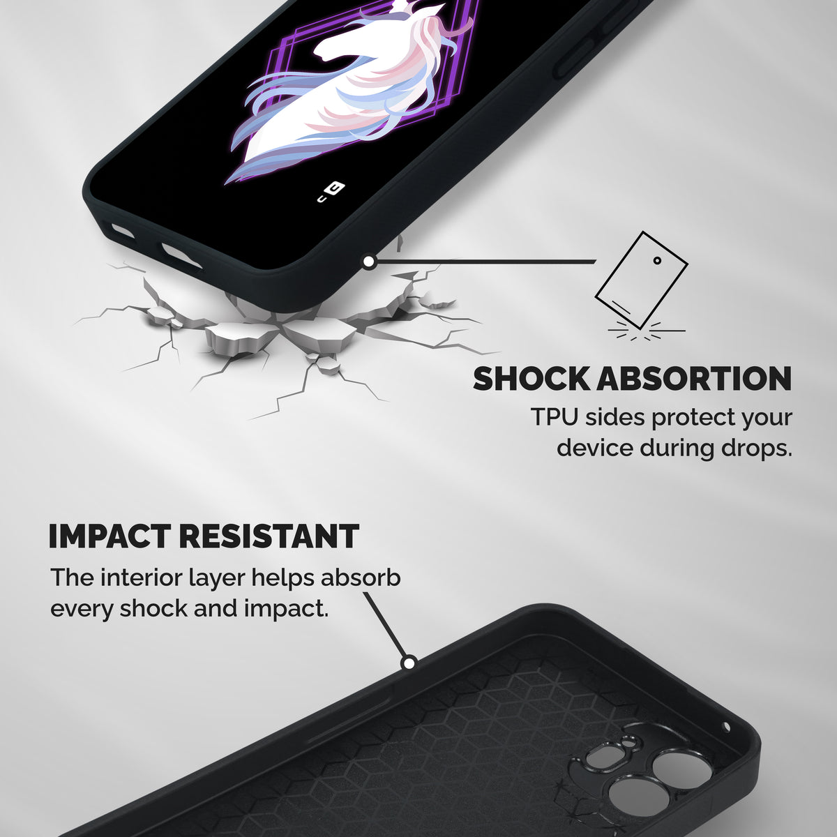 Cute Unicorn Illustration Shockproof Hybrid Protection (Metal + TPU) Back Case Cover
