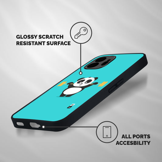 Cute Weightlifting Panda Shockproof Hybrid Protection (Metal + TPU) Back Case Cover
