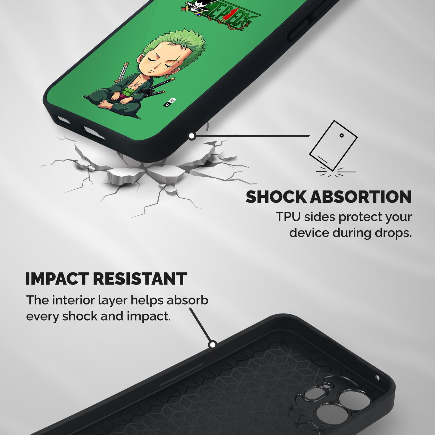 Cute Zoro Shockproof Hybrid Protection (Metal + TPU) Back Case Cover